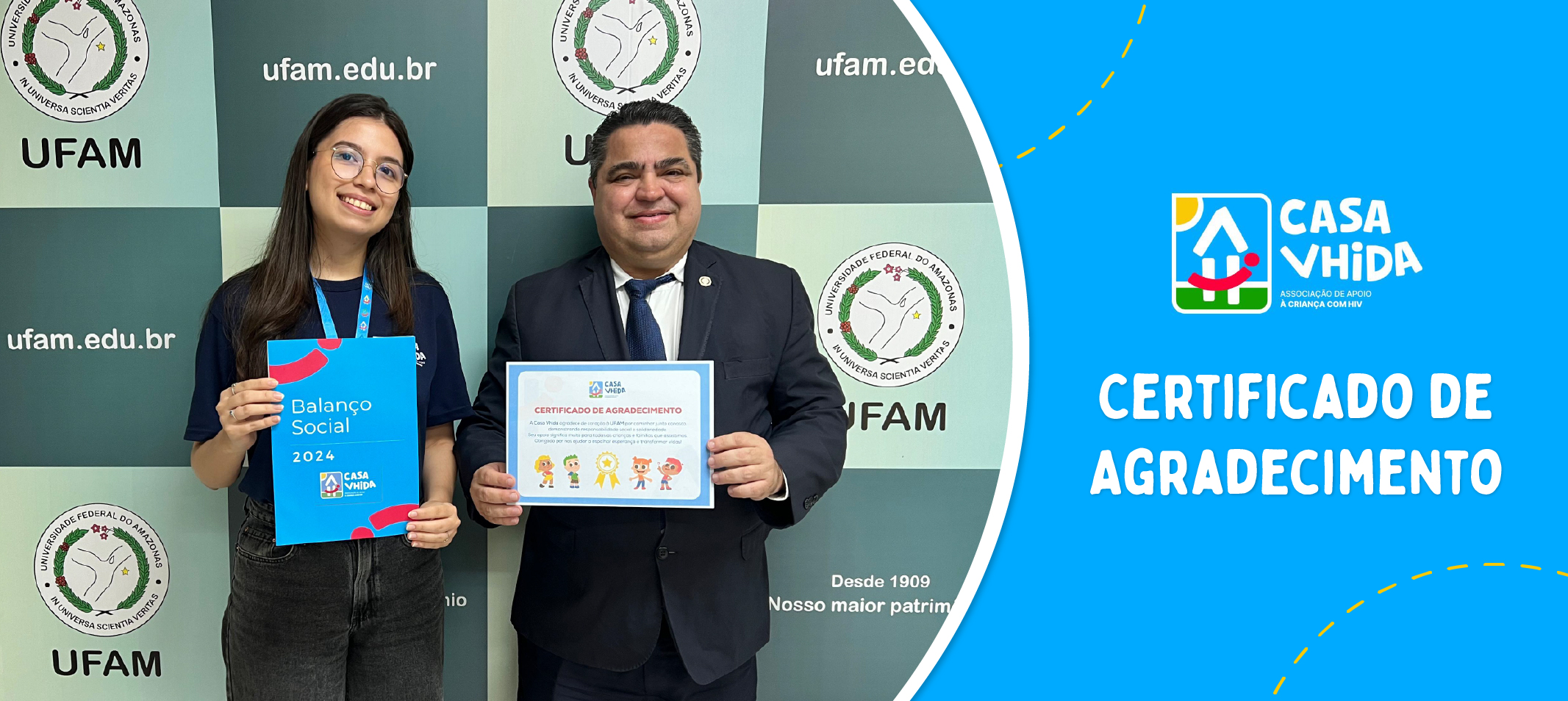 Ufam recebe certificado de agradecimento da Casa Vhida